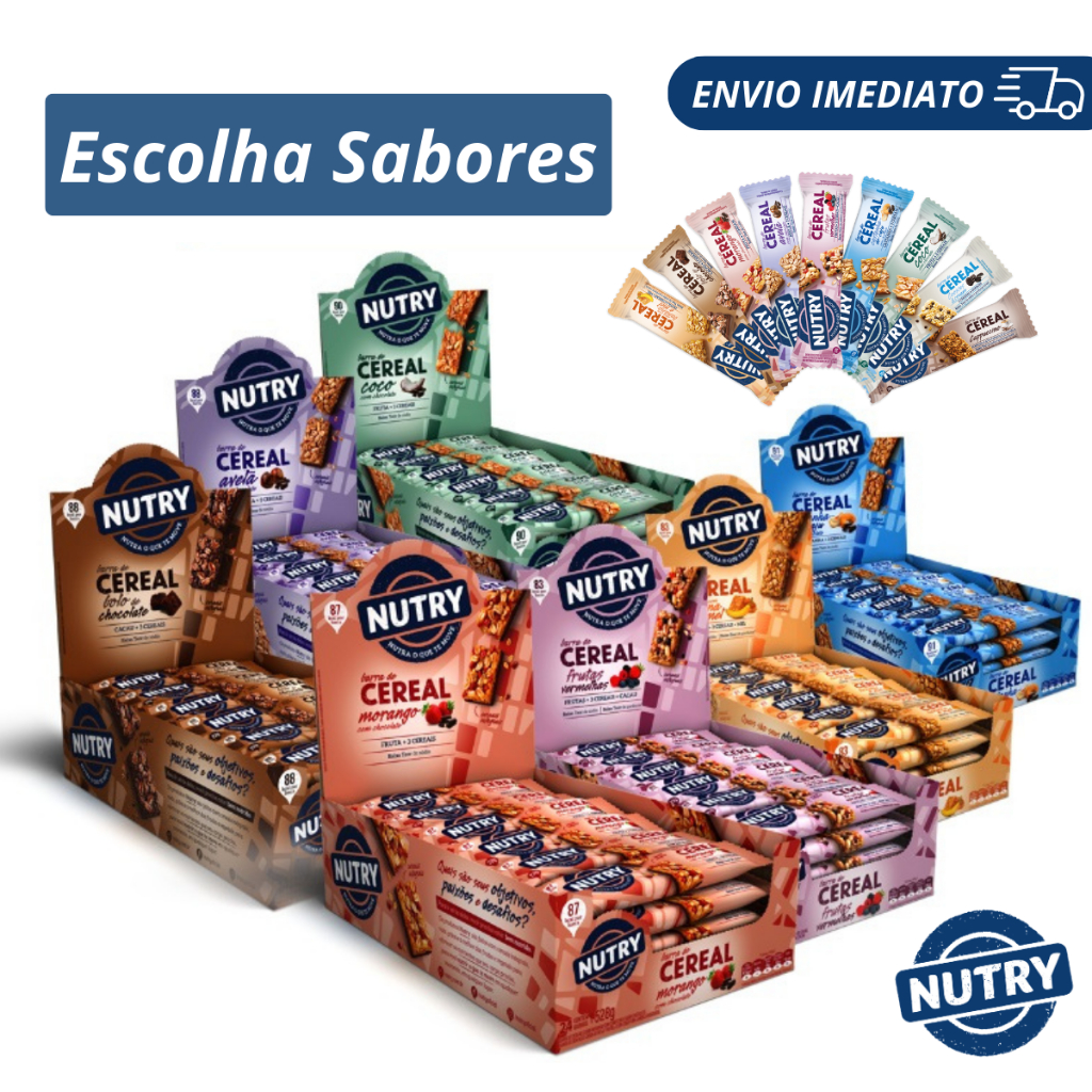 Barra De Cereais Nutry Caixa C/ 24 Unidades – Escolha Sabores