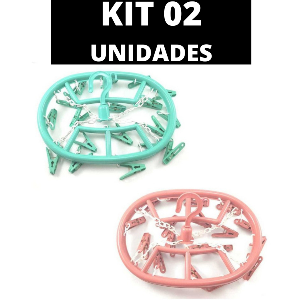 Kit 02 Varal De Calcinha Para Roupas Intimas Cueca Meia 18 Prendedores Oval Apartamento Lavanderia