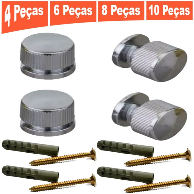 Kit Botão Suporte Frances Para Espelho Vidro Buch