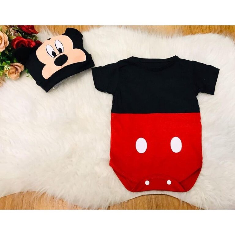Kit body para bebê com touca mickey