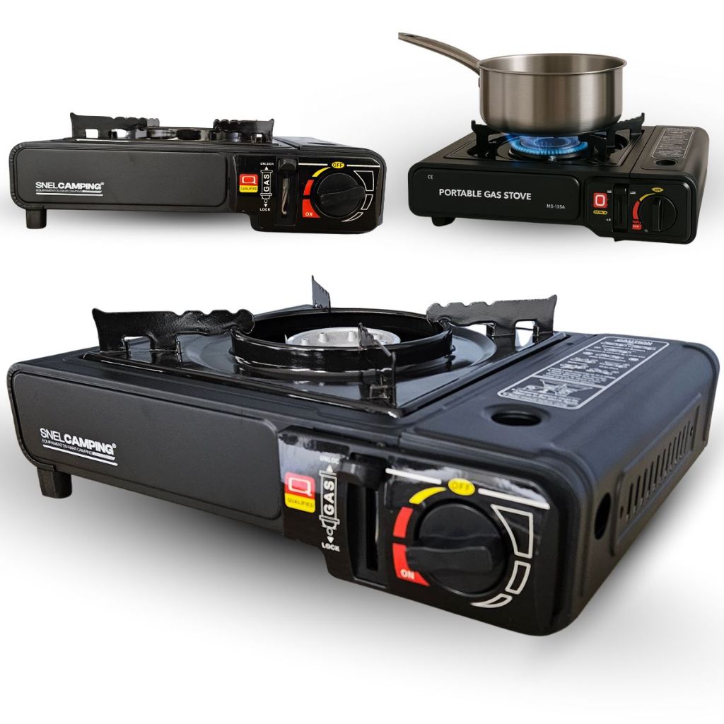 Fogareiro Fogão Camping Acampamento Pesca Portátil Maleta Acendimento Automático a Gás Refil Botijão