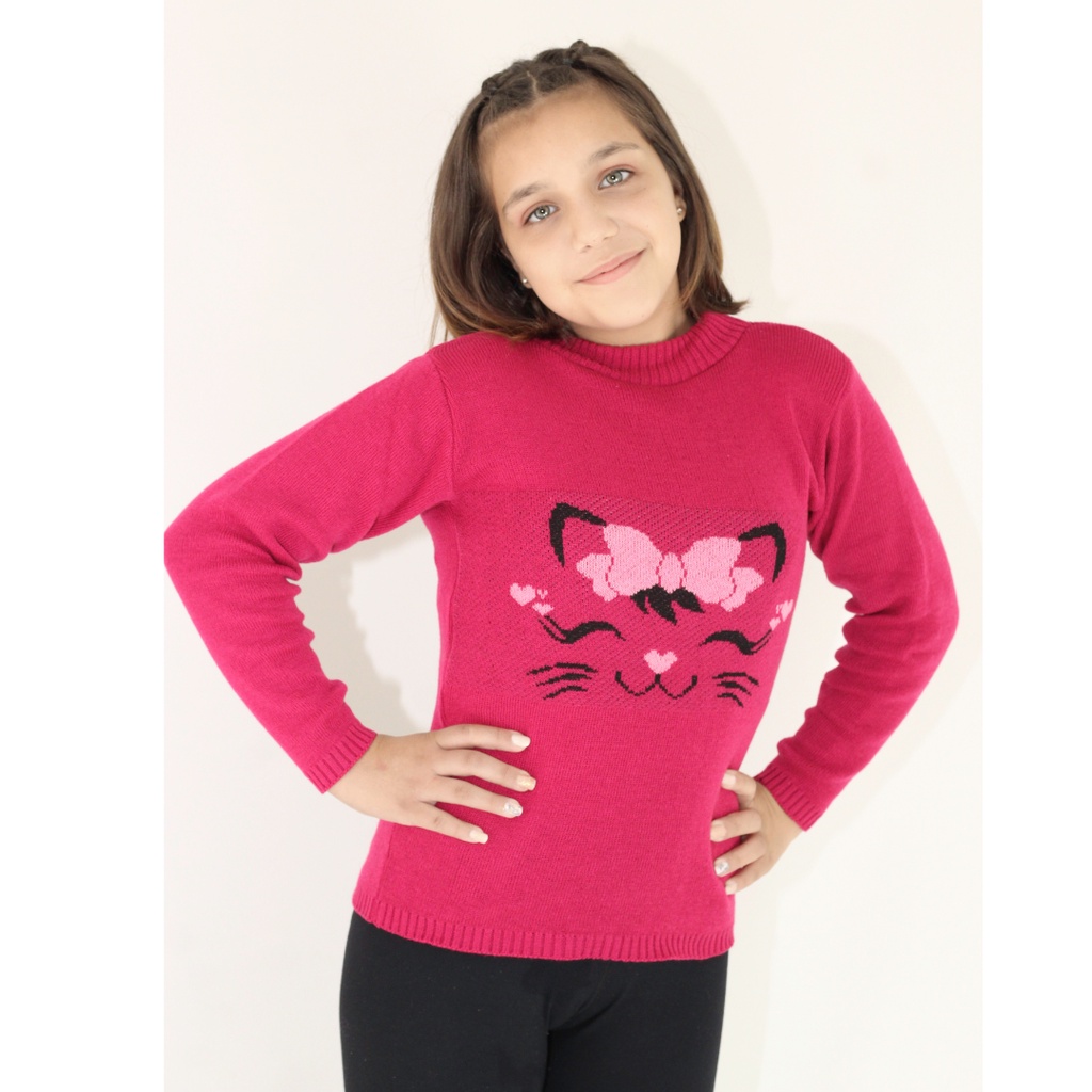 Blusa de Lã Juvenil Menina (7 a 12 anos) Tricot de Qualidade