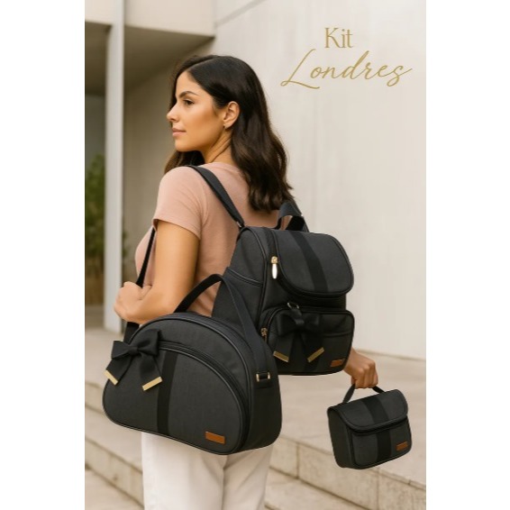 ConjuntoDe Bolsas Linho Luxo Com Mochila Térmica 