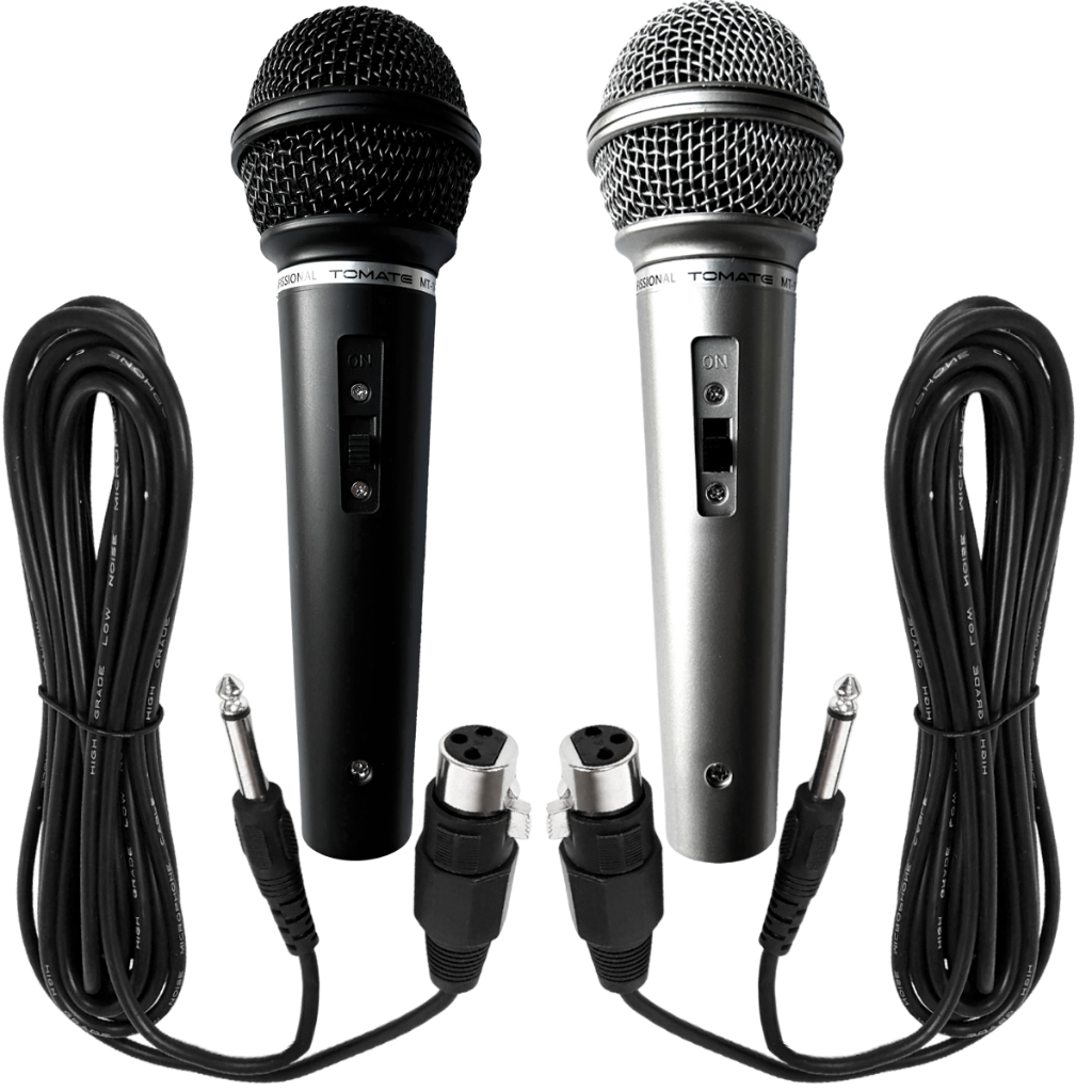 Microfone Karaoke Duplo Igreja Bar Palestra Com 2 Cabos