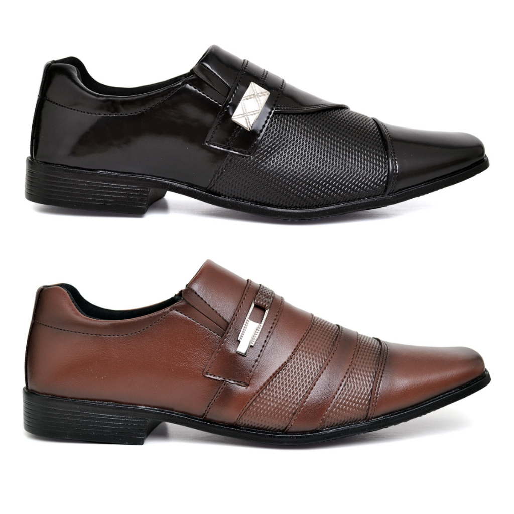 Kit 2 Pares Sapato Social Masculino Confortável Oxford Mocassim Casual Pai Couro Festa Trabalho