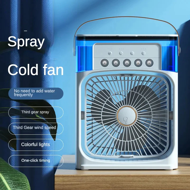 Mini Ventilador Portátil e Umidificador de Ar com Led e 3 Velocidades