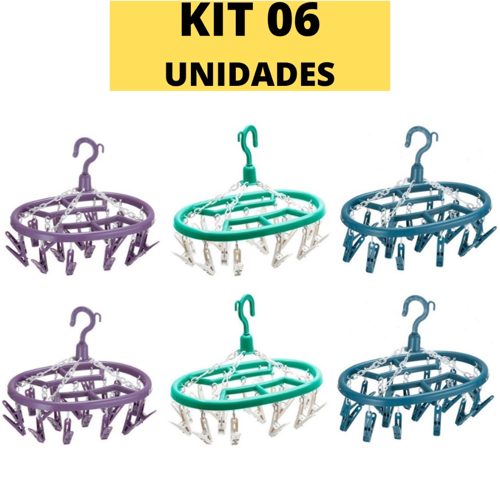 Kit 06 Varal Calcinha Para Roupas Intimas Cueca Calcinha Meia 18 Prendedores Apartamento Lavanderia