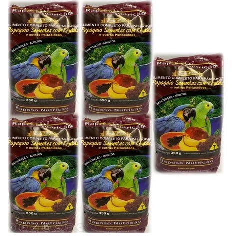 Kit 5 un Ração Papagaio Arara Sementes Frutas 35