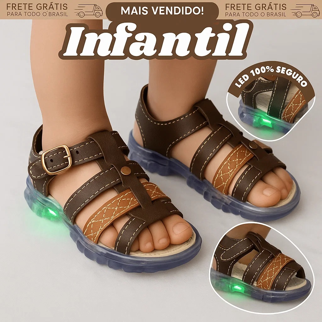 Sandália Bebe Papete Infantil 19/26 ENVIO IMEDIATO Confortável Macio Dia a Dia REF-2217 LED
