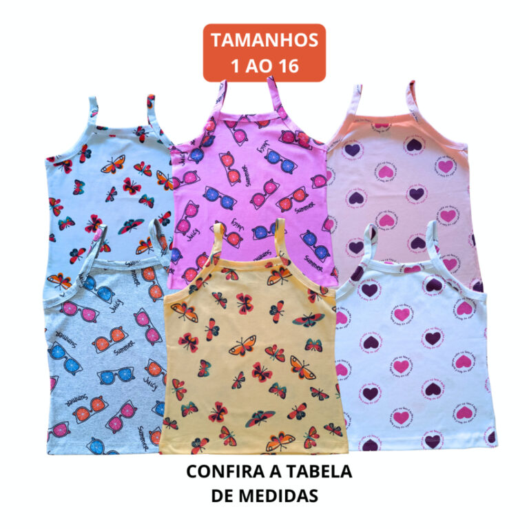 Blusa de alça estampada infantil/juvenil