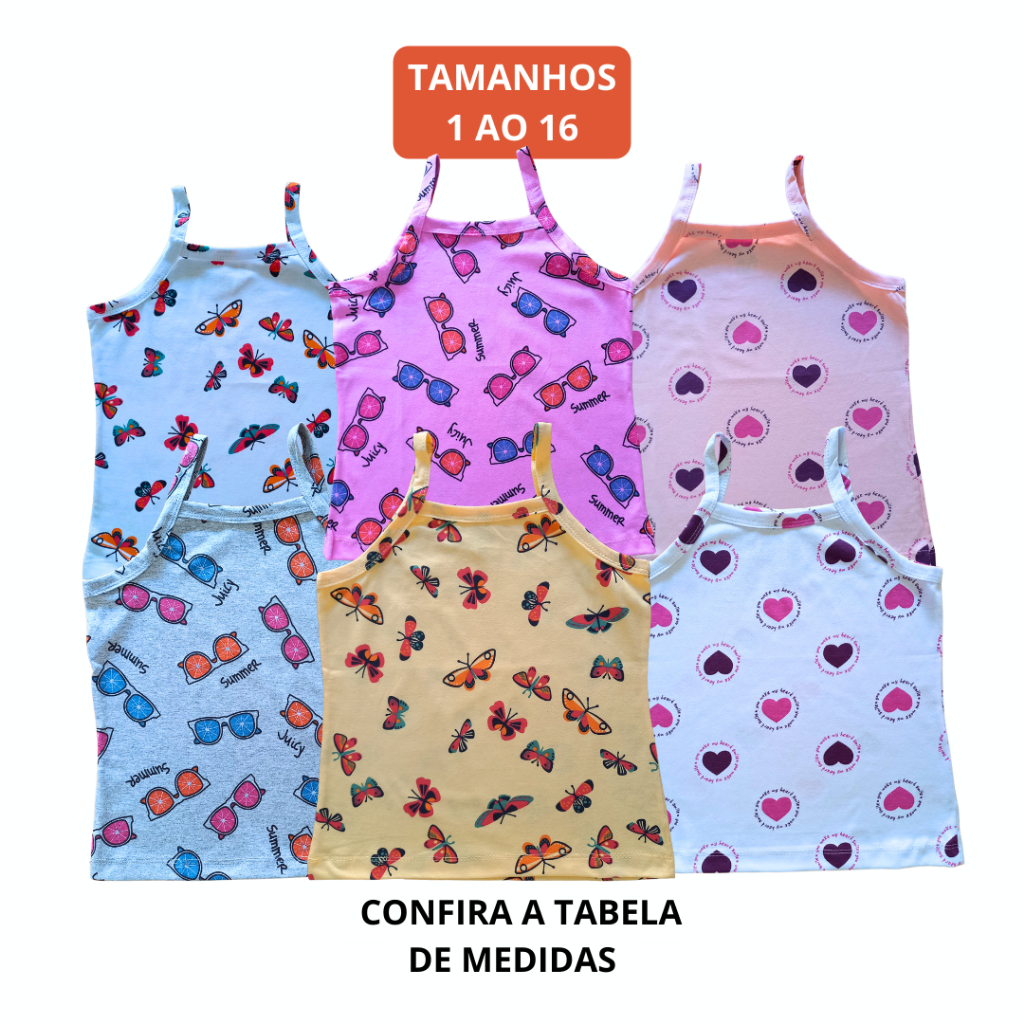 Blusa de alça estampada infantil/juvenil