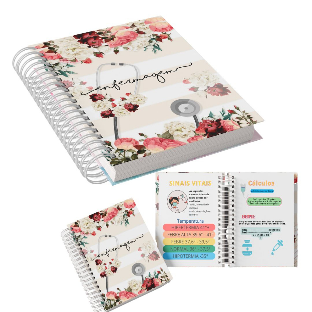 Kit caderneta e caderno de Enfermagem personalizado
