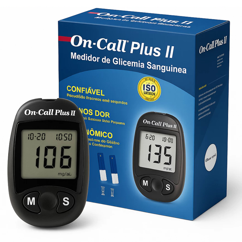 Glicosímetro On Call Plus II – Medidor de Glicose I Glicemia – Confiável, Econômico e Sem Dor