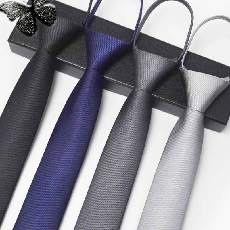 Gravata masculina formal de negócios com zíper estilo casamento gravata masculina preta 5.5cm