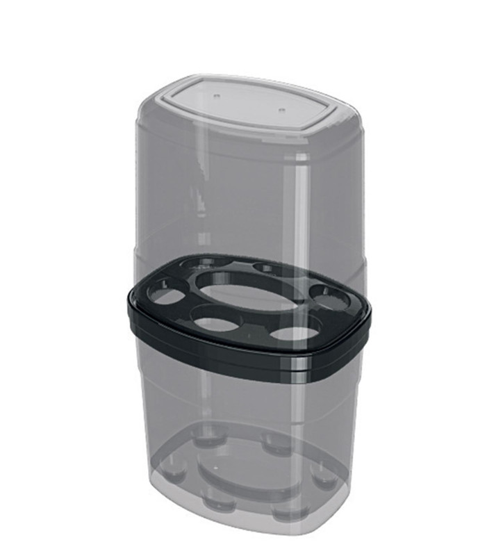 Porta Escova com Tampa Fume 8,9 x 11,5 x 20,2 cm P