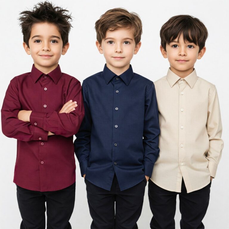 Camisa Social Infantil  MANGA LONGA Vinho Azul Mar