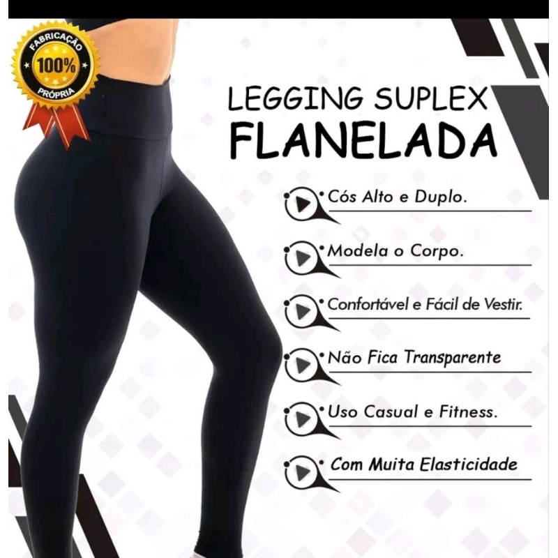 Calça Legging Flanelada Peluciada Forrada Termica