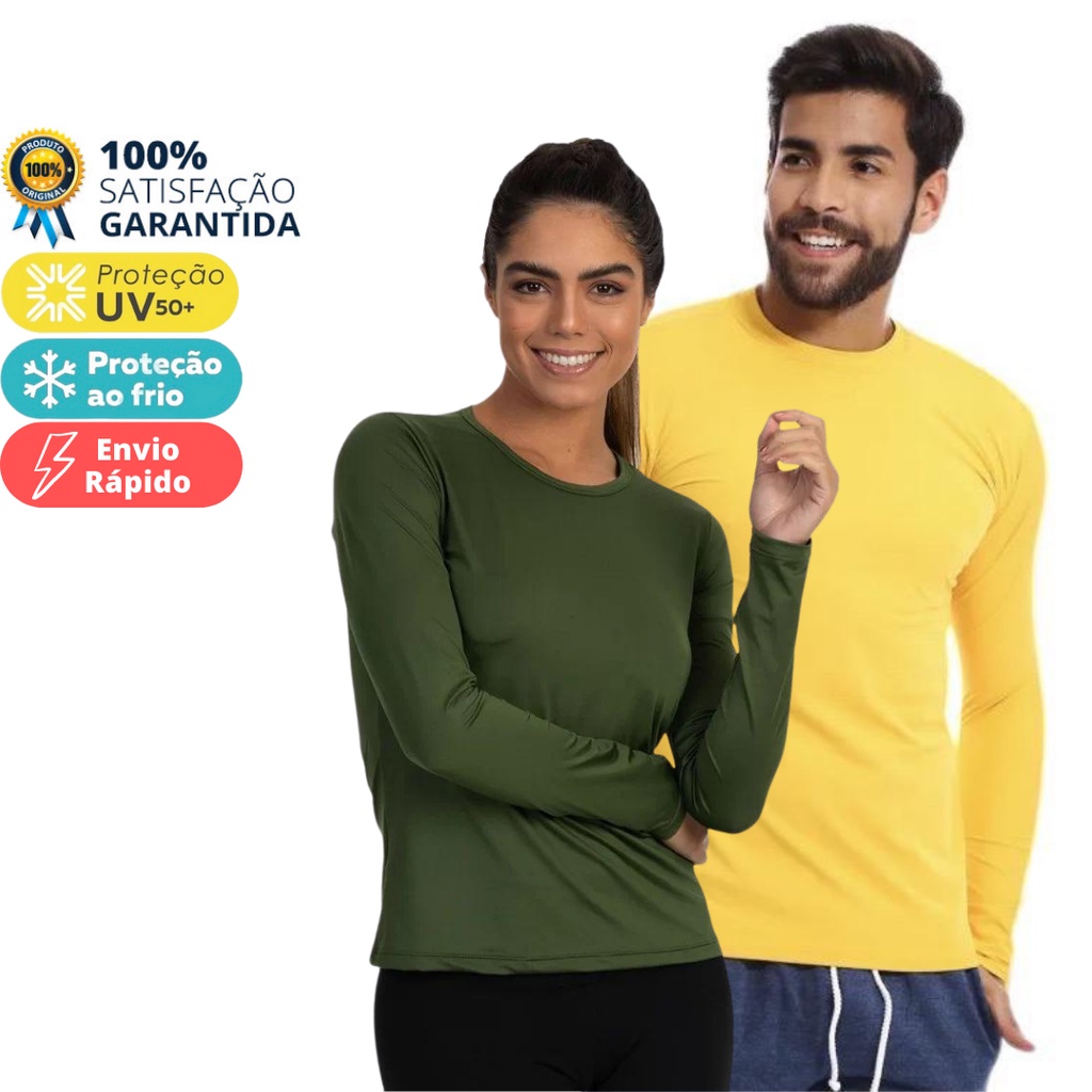 Camisa do Brasil Proteção Solar Uv 50+ Térmica Masculina Feminina Premium Verde Amarelo Azul