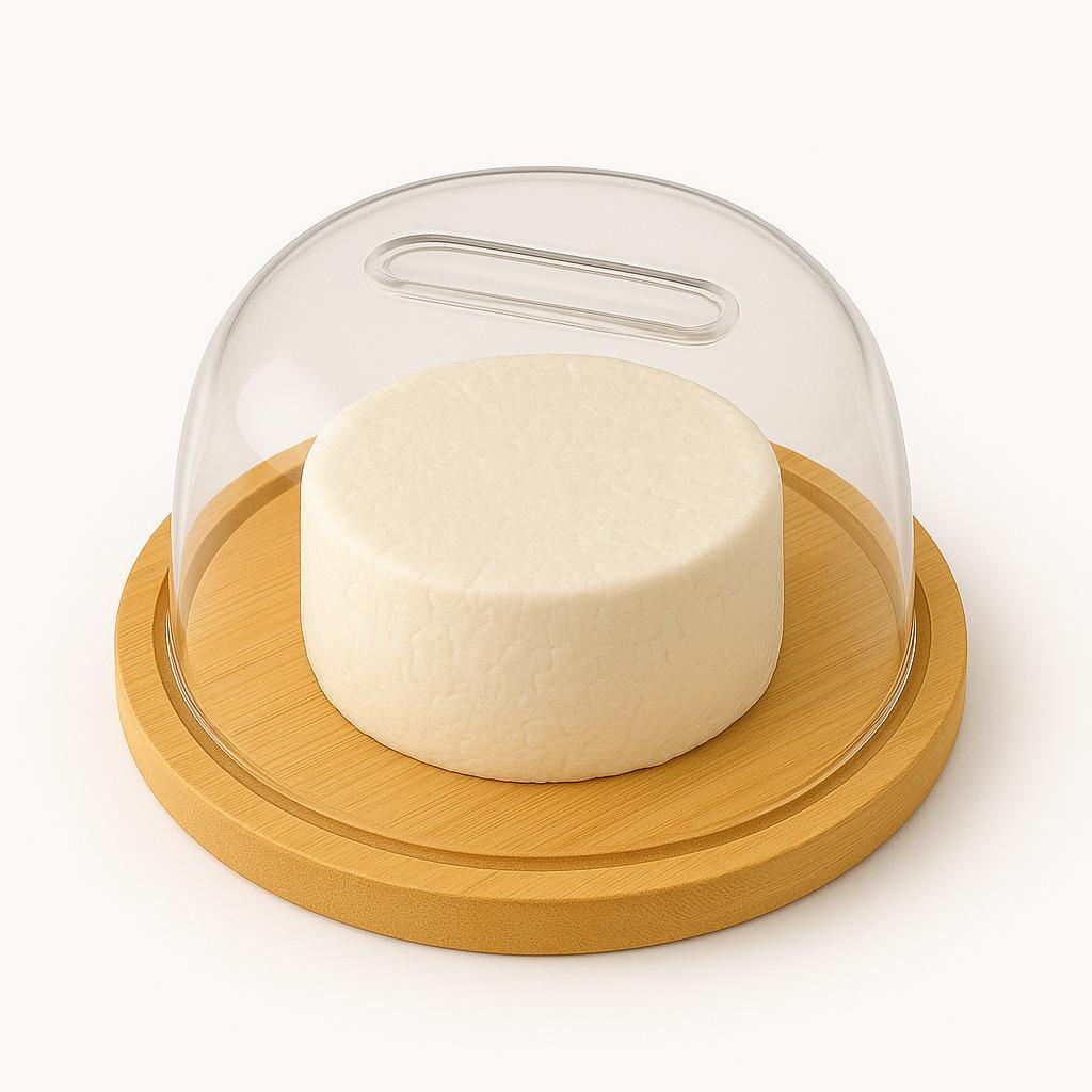 Porta Queijo Queijeira Prato Bambu E Tampa Acrílica Linda