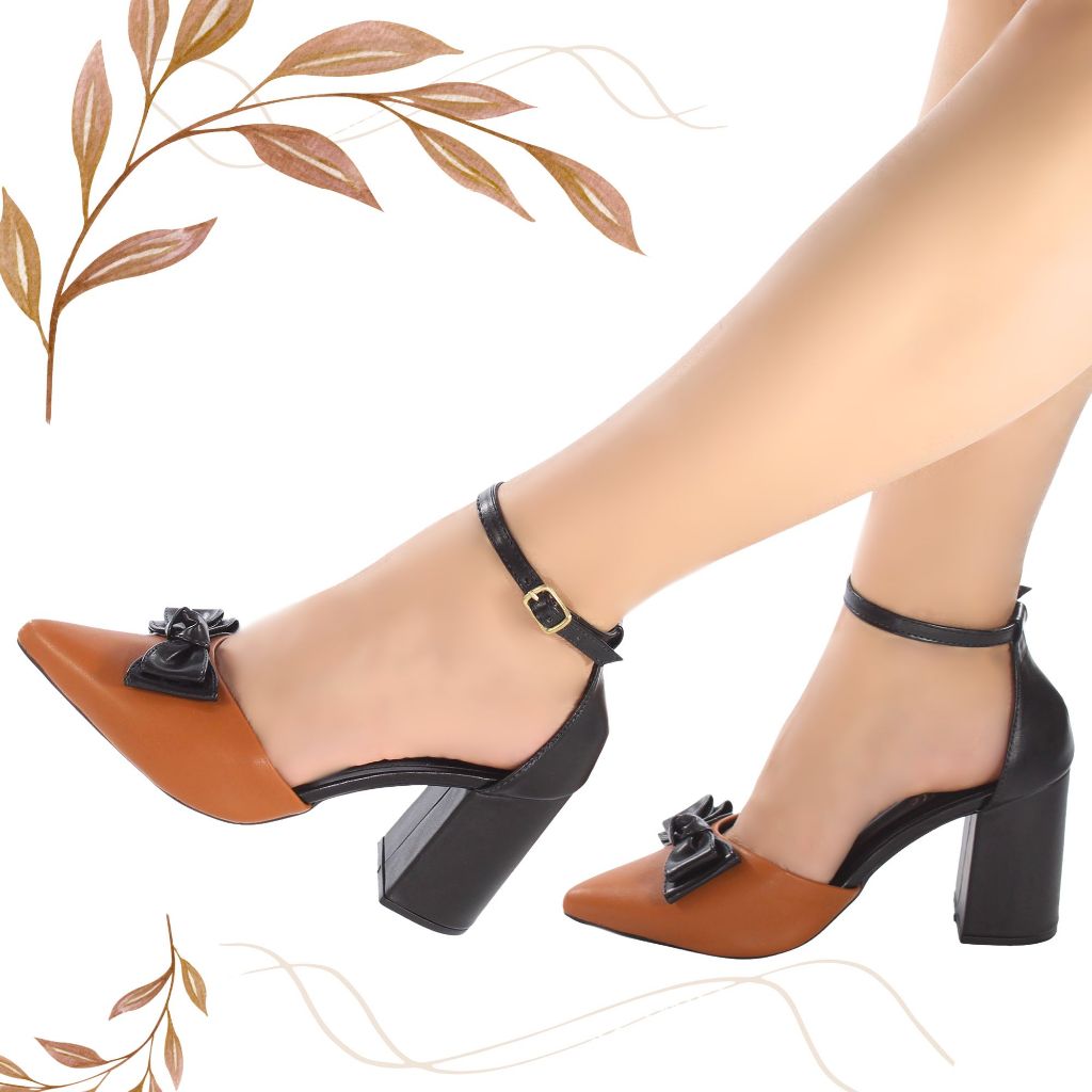 Scarpin Salto Grosso Confortável Moda Blogueira