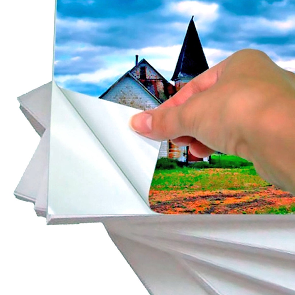 Papel Glossy Adesivo 90g A4 Fotográfico Branco Brilhante com 100 folhas