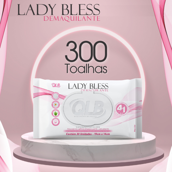 Kit com 10 Demaquilantes LadyBless com 30 Toalhas 