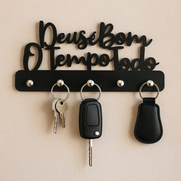 Porta Chaves de Parede Decorativo Multiuso em MDF 