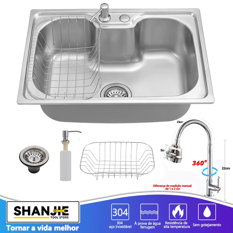 Cuba para cozinha gourmet pia aço inox com acessórios 50 cm