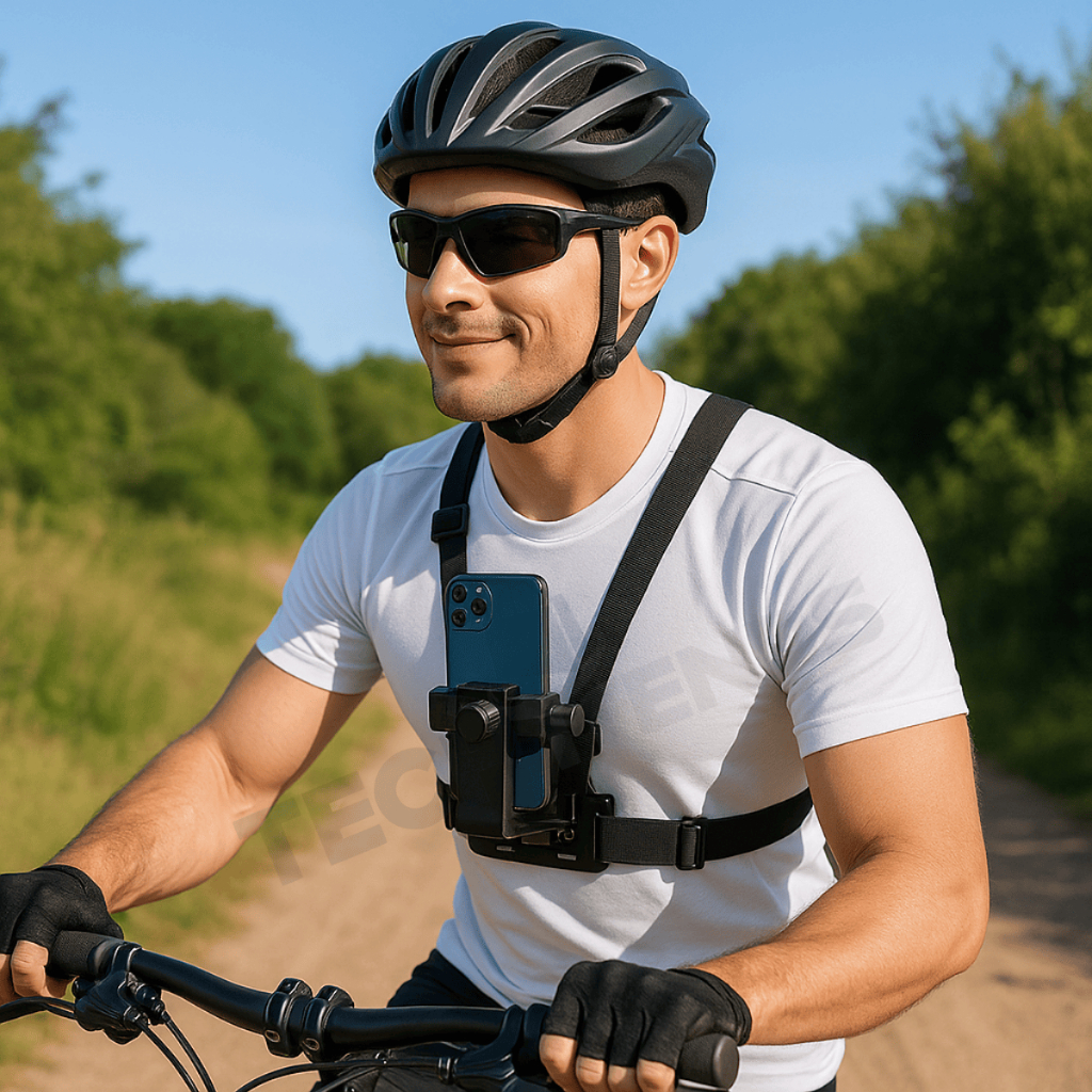 Suporte de Peito Peitoral para Celular e Câmera GoPro  Ajustável 360° Confortável Esporte e Ação
