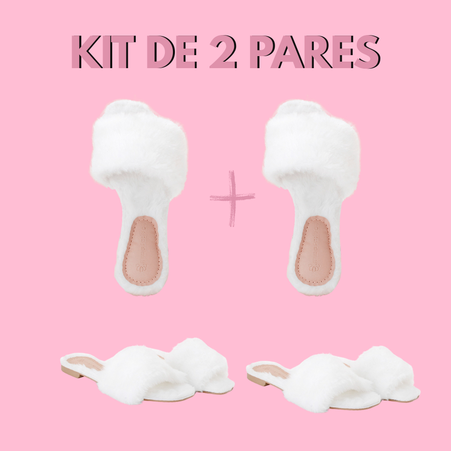 Kit 2 Pantufas Femininas Dia da Noiva Madrinhas Macia Saída Maternidade Making Off Confortável