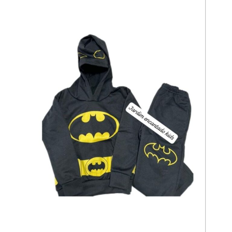 conjunto infantil flanelado do Batman na cor preta