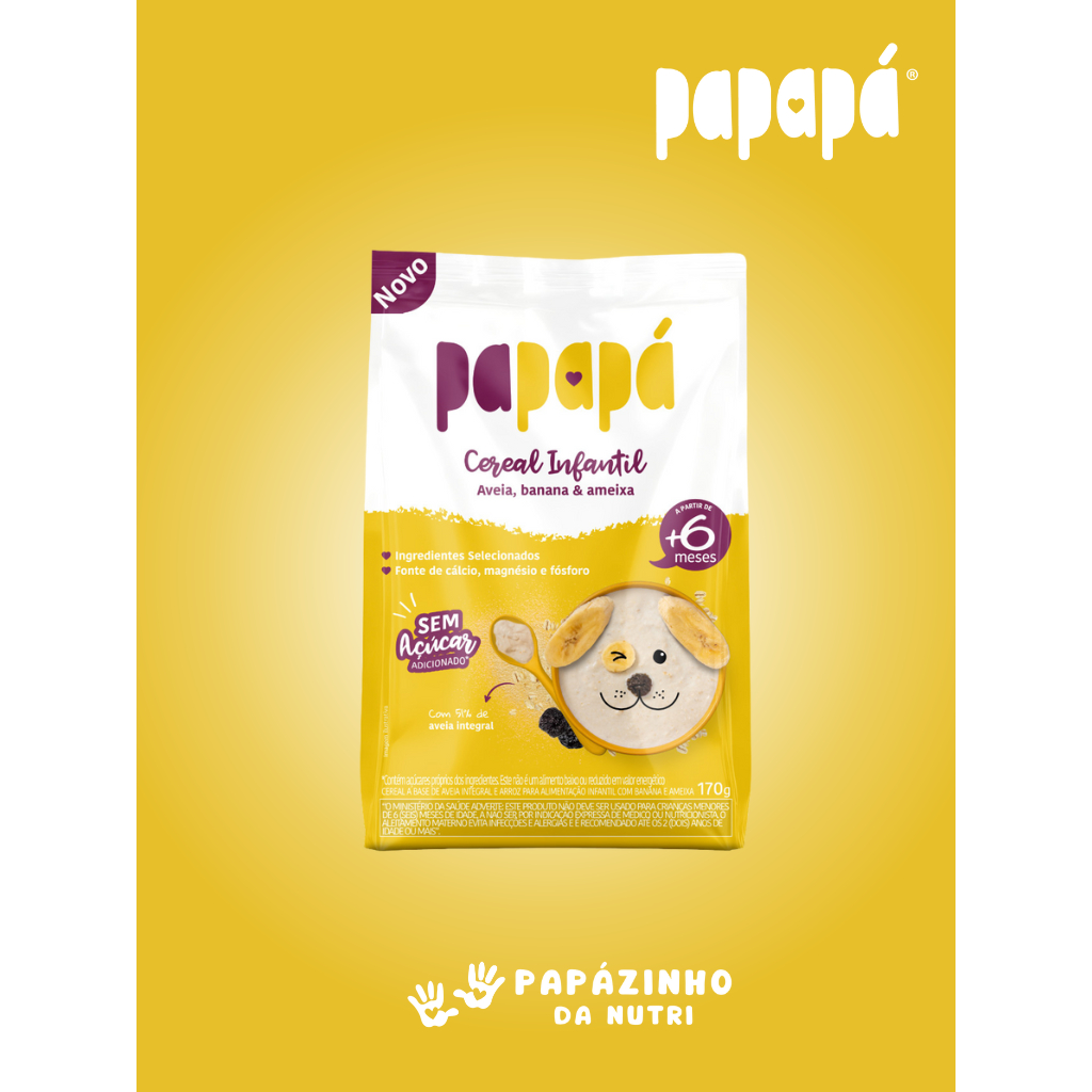 Cereal Infantil Sem Açúcar Aveia, Banana e Ameixa SACHE – Papapá 170g