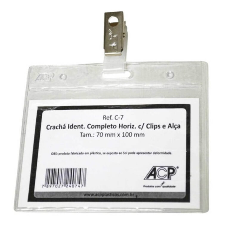 Cracha Horizontal com Presilha Jacare Cristal 7x10