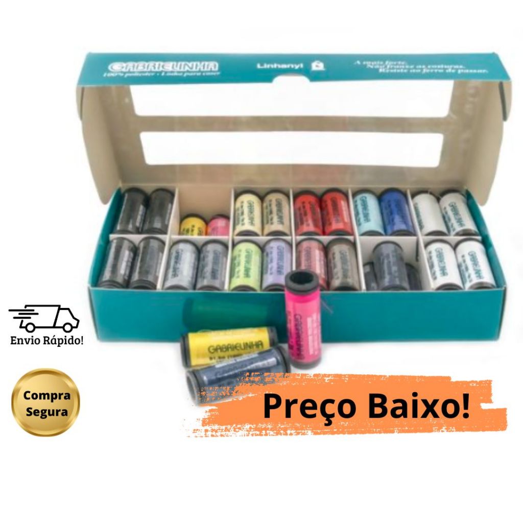 Kit 48 Linhas de Costura Gabrielinha – Roupa / Tecido / Aviamento