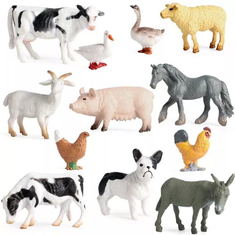 Kit 10 Animais Da Fazenda Safari Zoológico Pequen