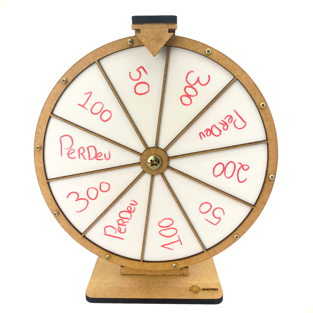 Roleta Da Sorte Sorteio Brindes Fundo Branco Feita Em Mdf
