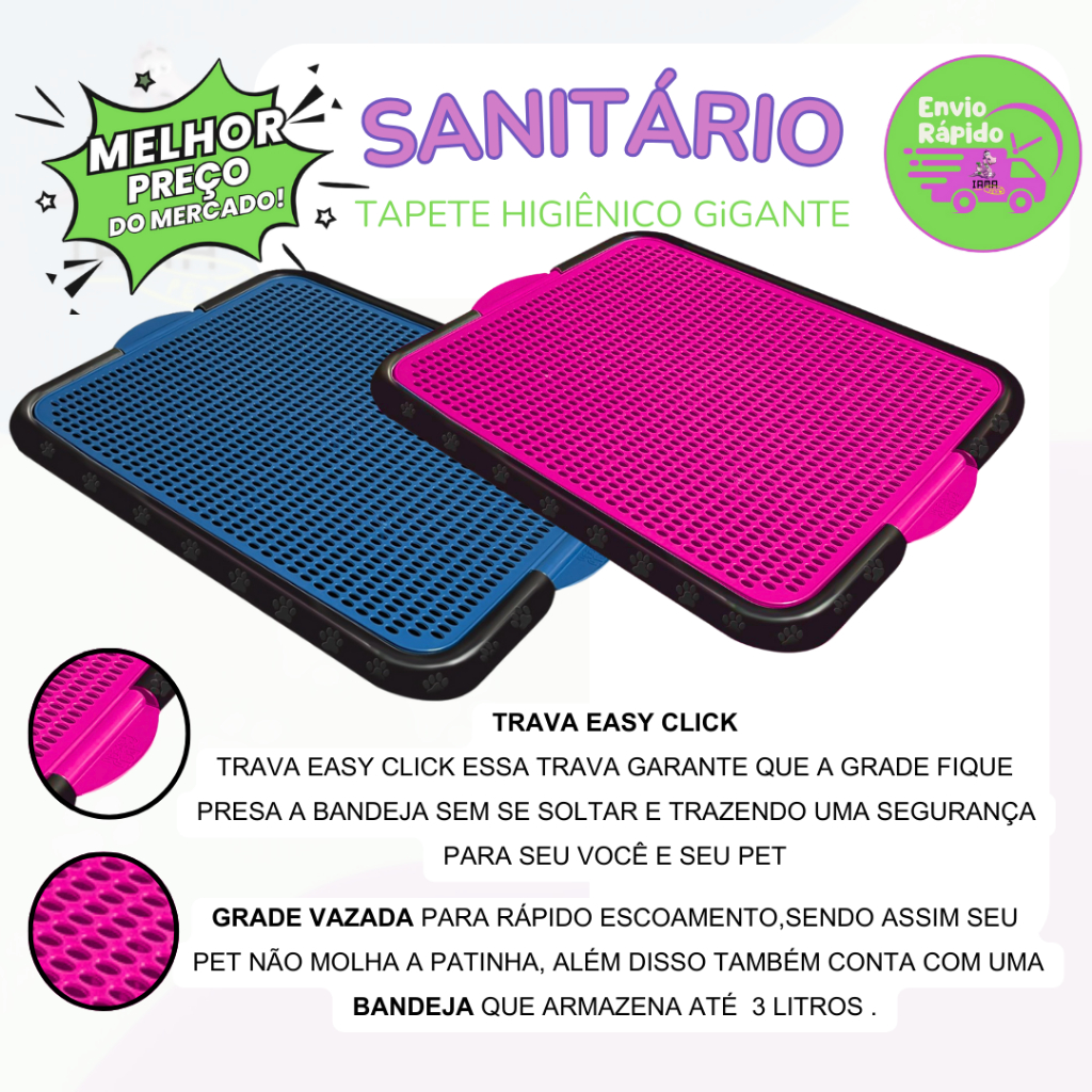 Tapete Sanitário Higiênico banheiro Educador Canino Xixi pode Pet care lavável pronta entrega