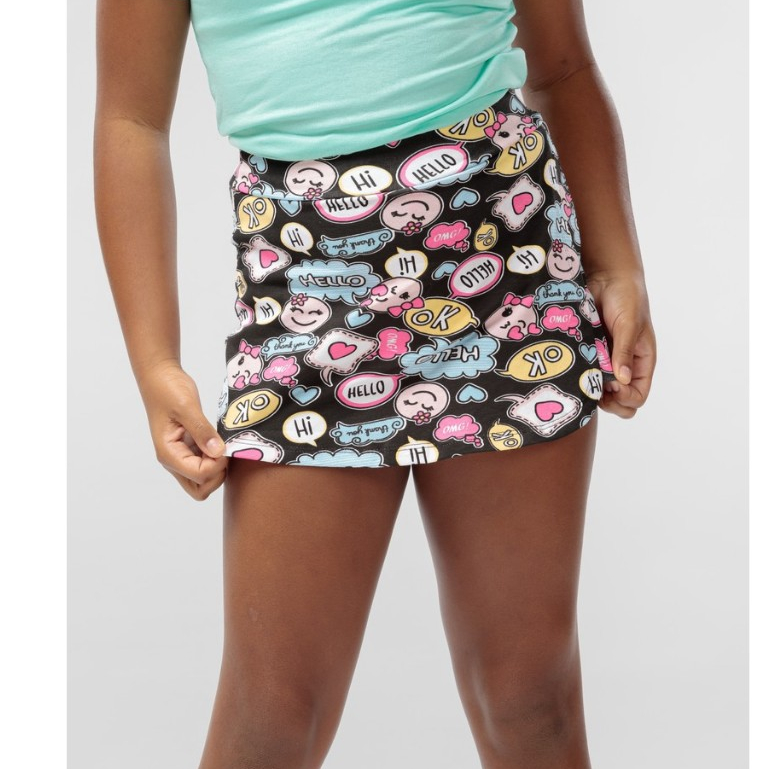 KIT 3 PEÇAS SHORTS SAIA INFANTIL DE COTTON SORTID