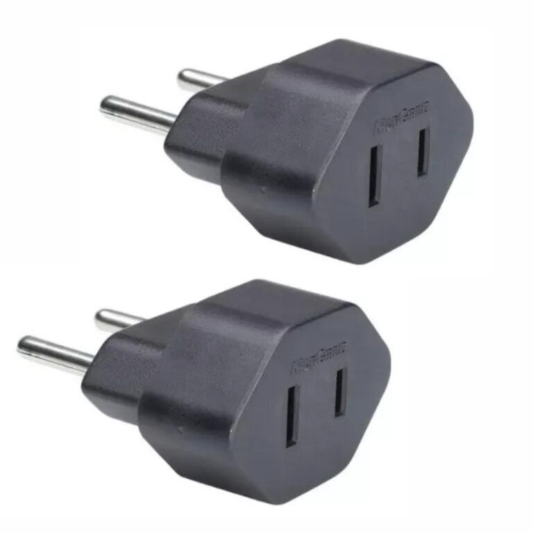 2 Adaptador 2 Pinos 10A  Americano Chato P Redondo
