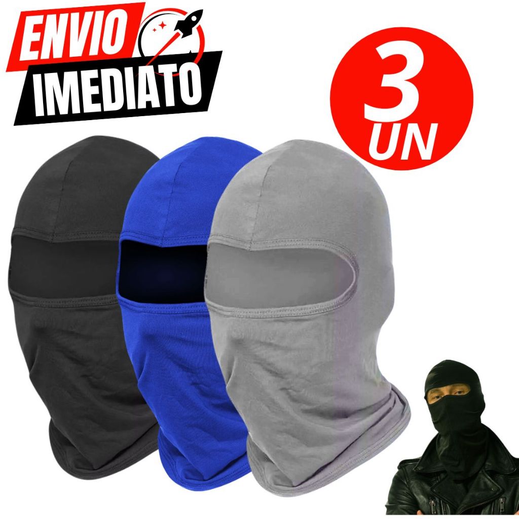 Kit 3 Touca Ninja Balaclava Bandana Motoqueiros Militar Facial Frio Máscara Moto proteção solar raio