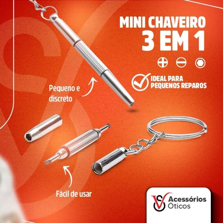 Mini Chaveiro 3 em 1  Ferramenta para Reparo de Ó
