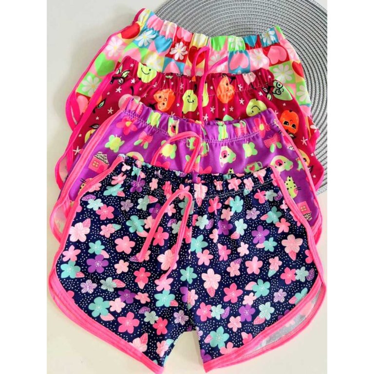 KIT 3 short verão infantil ESTAMPA E CORES SORTID