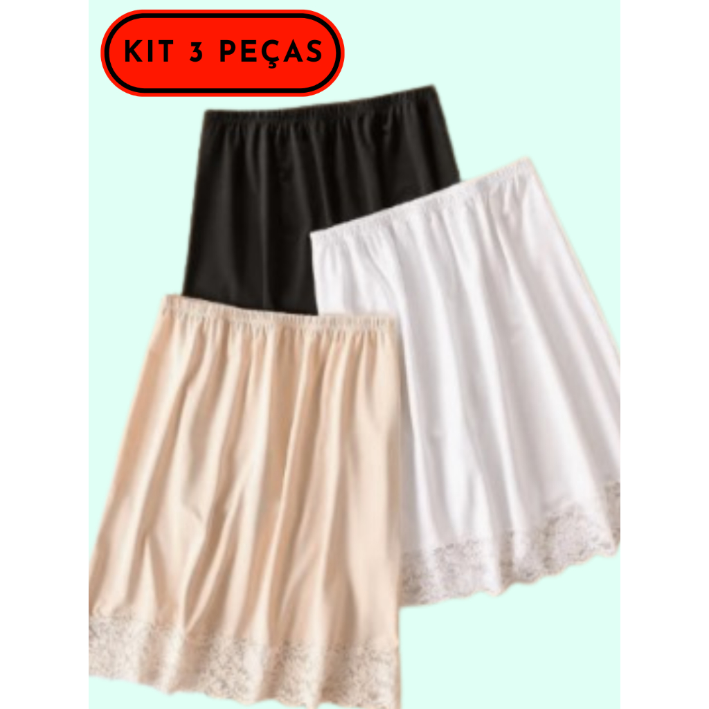 Kit 3 Anaguá Saiote com Renda PP ao G3 Plus Size: Conforto e Elegância para um Acabamento Perfeito