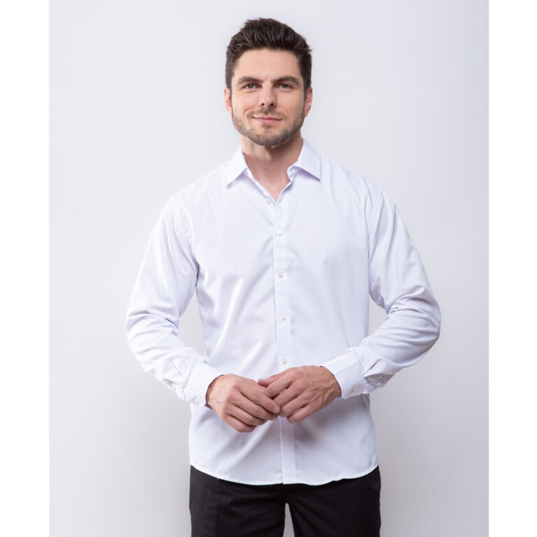 Camisa Social Slim Fit Manga longa Preta Branca Su