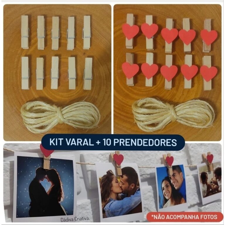 10 Mini Prendedores + 1mt de Fio de Sisal para var