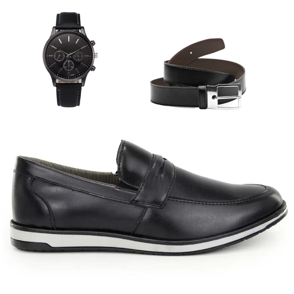 Sapato Social Masculino Confortável com Relógio e Cinto