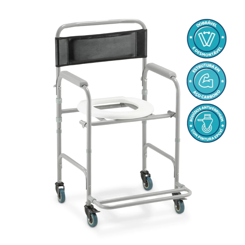 Cadeira De Banho Dobravel Geriatrica Higienização Idoso 100kg
