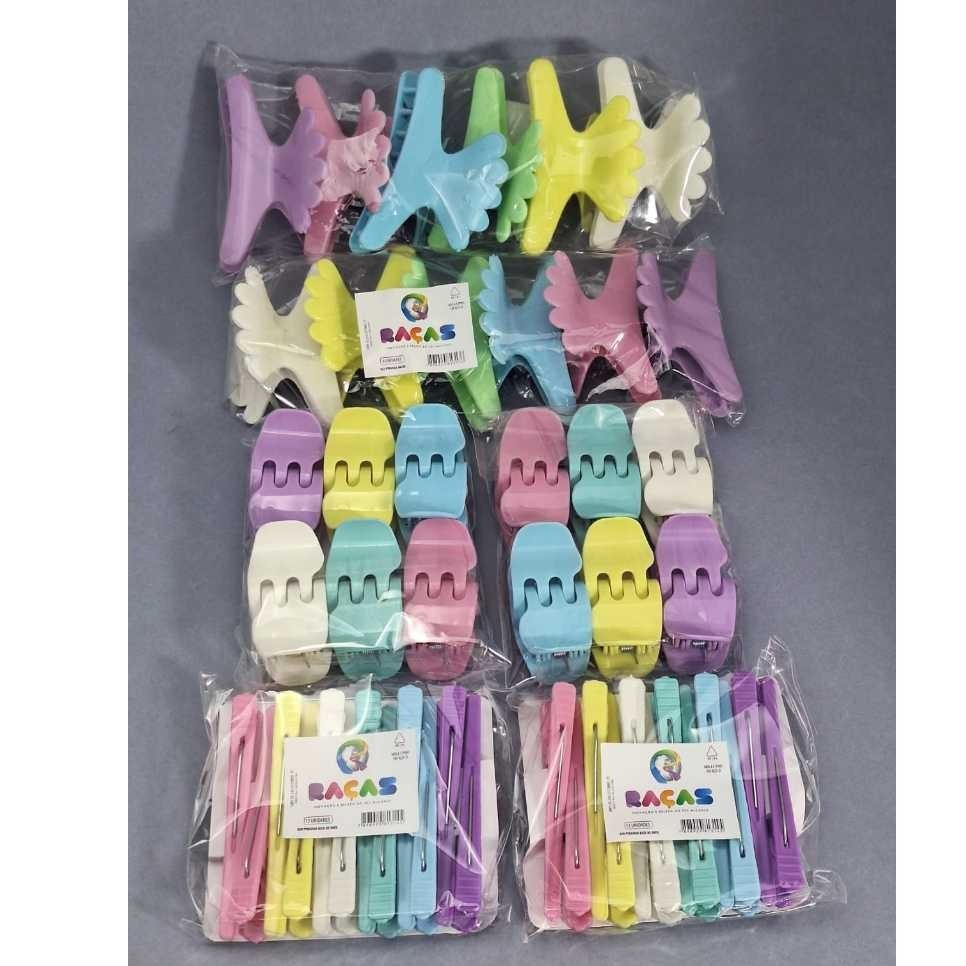 kit 60 acessórios de piranhas bico de pato presilha salão tridente prendedor de cabelo