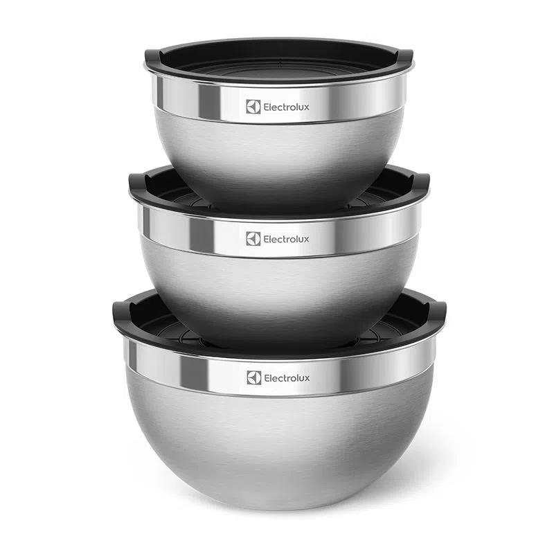 Conjunto de Bowls Electrolux Tigelas de Inox com Tampa Plastica – Electrolux – bacia inox bowl inox