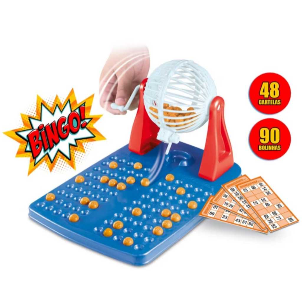 Brinquedo Infantil Bingo 48 Cartelas 90 Bolinhas Globo Giratório Promoção